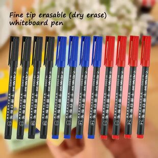 6 Pcs Erasable Whiteboard Pen 0.5/1.0mm Fine Point Black/Blu