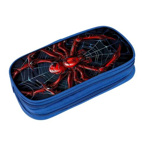 Red Spider Pattern Multifunctional Double Layered Pen Case f