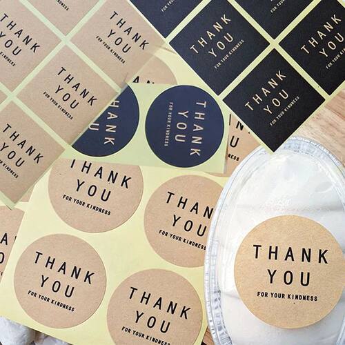 4cm Round Kraft Paper Thank You Sealing Sticker Gift Box Can