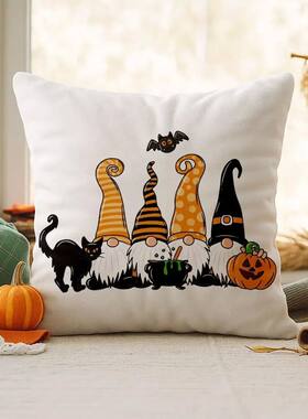 Cute Halloween Gnome Throw Pillow Cover – 18x18 Decorative