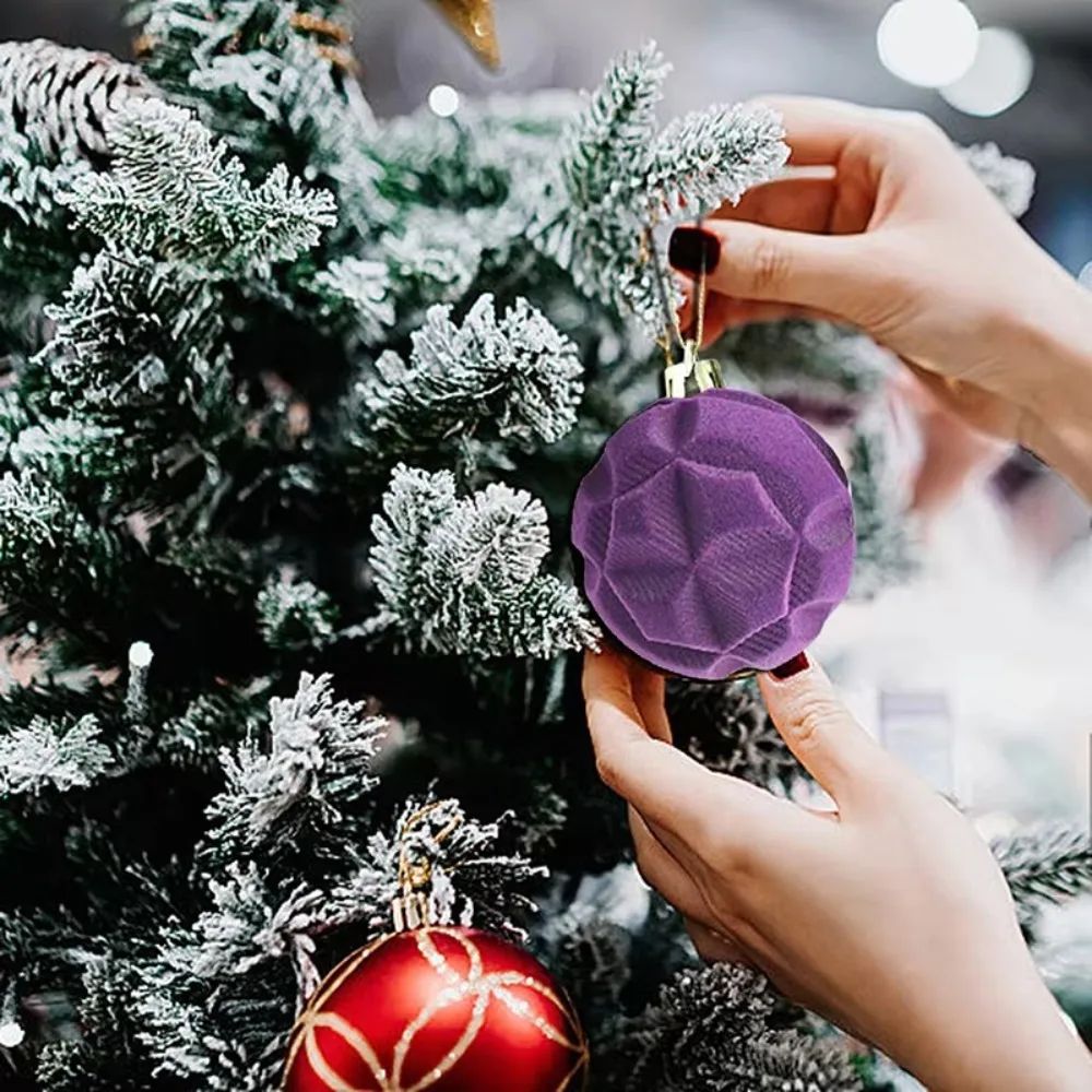 12pcs Christmas Tree Velvet Ball Ornaments Creative Holidays
