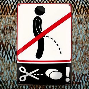2D Flat No Peeing Sign - 8x12 Inch Vintage Iron Metal Decor