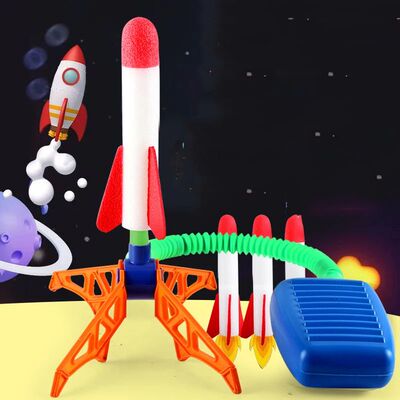 Kids Rocket Launcher Step Pump Power Air Pressed Stomp Outdo