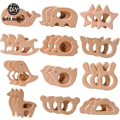 Let's Make 5pcs Wholesale Wooden Teether Rodent Pacifier Pen
