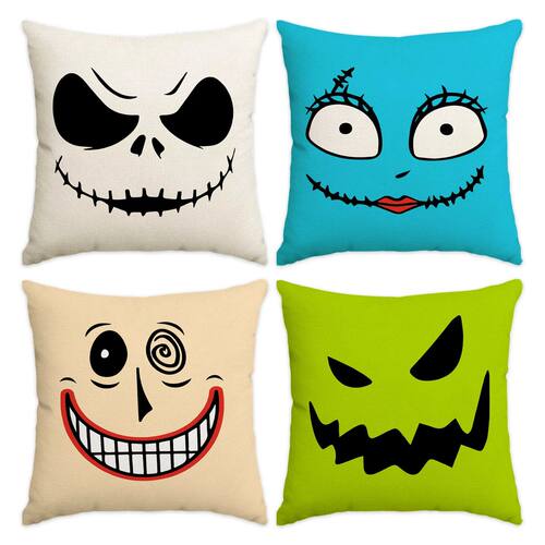 1pc/4pcs Halloween Pillow Cover Halloween Horror Expressions