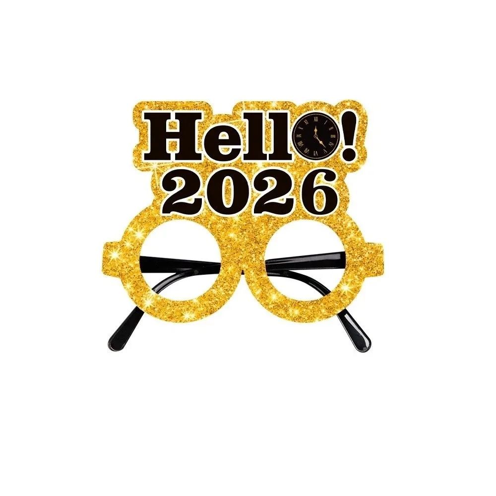 Glitter 2026 New Year Glasses Letters and Numbers Sequin Hap