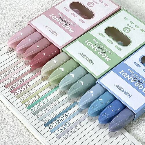 4Pcs Morandi Gradient Dual Tip Highlighters Soft Pastel Colo