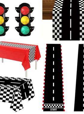 Racing Car Table Runner Tablecloths Table cover checkered fl