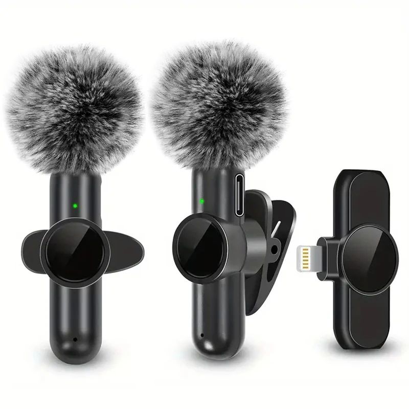 Wireless Lavalier Microphone With Windproof Cover Audio Vide