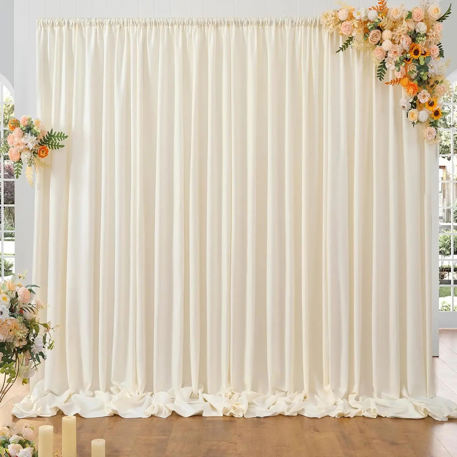 10ft×10ft Thick Ivory Backdrop Curta for Parties 2 Panels 5