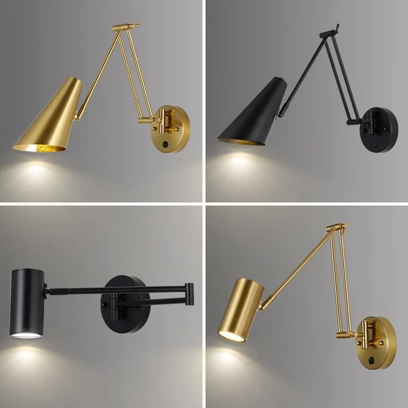 Modern Touch Sensor Adjustable Swing Long Arm LED Wall Lamps