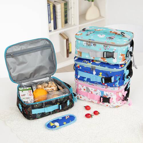 Cartoon Insulated Lunch Bag Cute Floral Printed Food Handbag