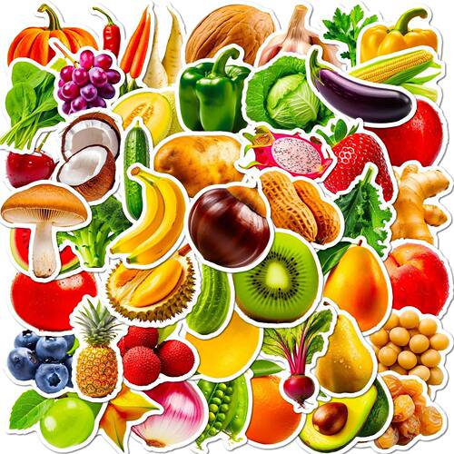 50PCS Vivid Fruit & Vegetables Grape Cherry Carrot Broccoli