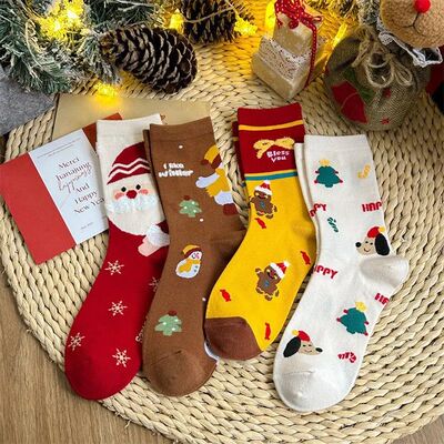 Christmas Socks for Women Autumn Winter Cartoon Cute Middle