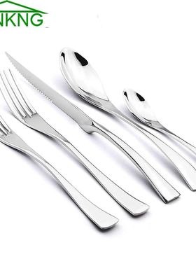 5/20Pcs Silver Flatware Set 18/10 Stainless Steel Gold Dinne