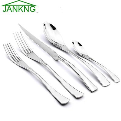 5/20Pcs Silver Flatware Set 18/10 Stainless Steel Gold Dinne