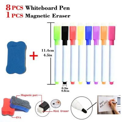 8 Pcs Whiteboard Water Color Pens Marker Pens Dry Wipe Erase