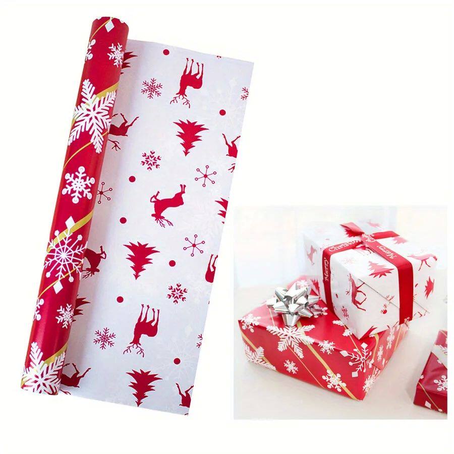 Christmas Wrapping Paper Reversible Design Kraft Paper Holid