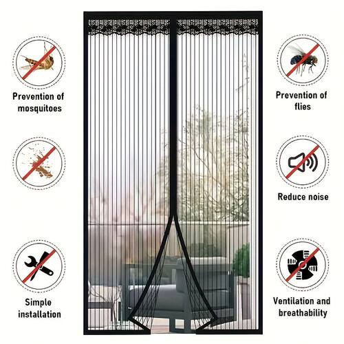 Magnetic Mosquito-Repellent Door Curtain Soft Mesh Door for