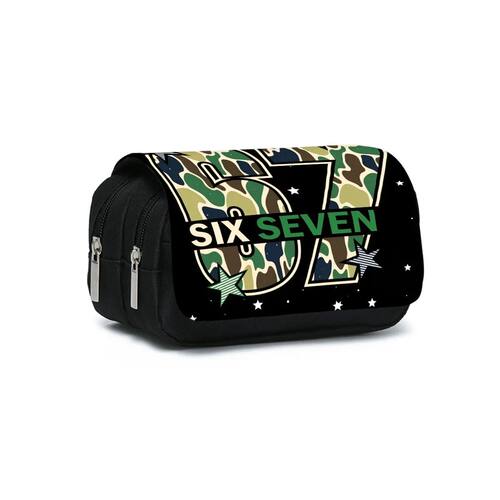 Colorful Number 67 Pattern Double Flip Fabric Pen Case Boy/G