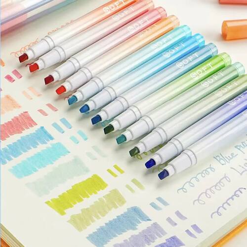 Pastel Soft-light Highlighters Set of 12 - Eye-friendly Mora