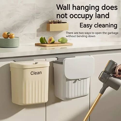 12L Kitchen Trash Can Wall Mounted Hanging Trash Bin with Li