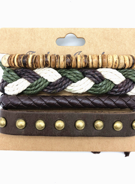 leather bracelet women hand catenary men 编织复古皮手链手镯