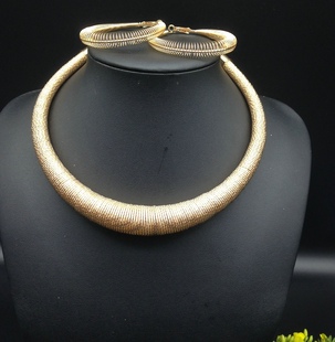 women necklace set earrings 欧美夸张金属颈项圈女项链朋克演出