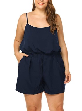 Sexy Playsuit Jumpsuit Women Rompers Bodysuit Plussize Red