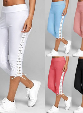 Women's sexy strappy sports pants leggings欧美女性感运动裤