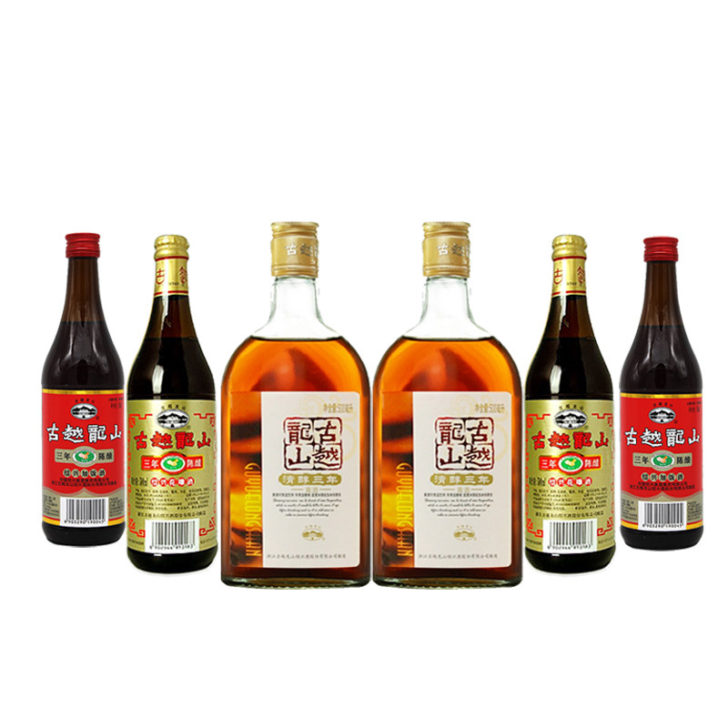 古越龙山绍兴黄酒三年陈酿500ml*6瓶组合花雕加饭酒调味料酒老酒