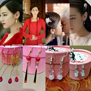 古装三生三世十里桃花白凤九热巴同款仙女耳环925纯银耳坠头饰