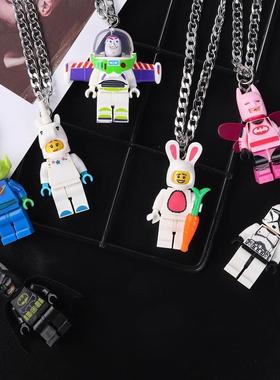 积木巴斯光年项链潮男女嘻哈情侣礼物个性街头潮人hiphop饰品首饰