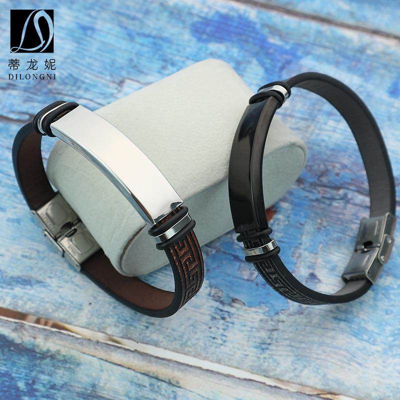 光面可定 制不锈钢手链长城手腕带男士钛钢手环嘻哈情侣手镯配件