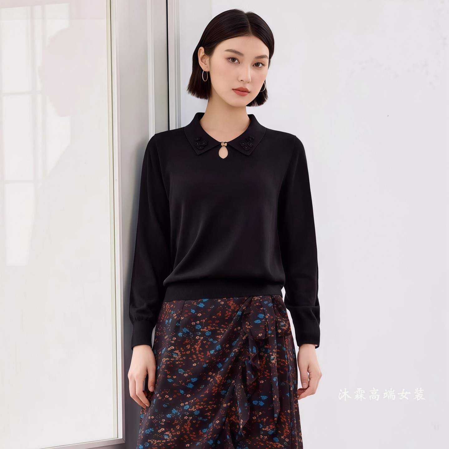 沐紫霖2026秋冬季新大码显瘦宽松莱赛尔天丝针织衫女上衣t恤22068