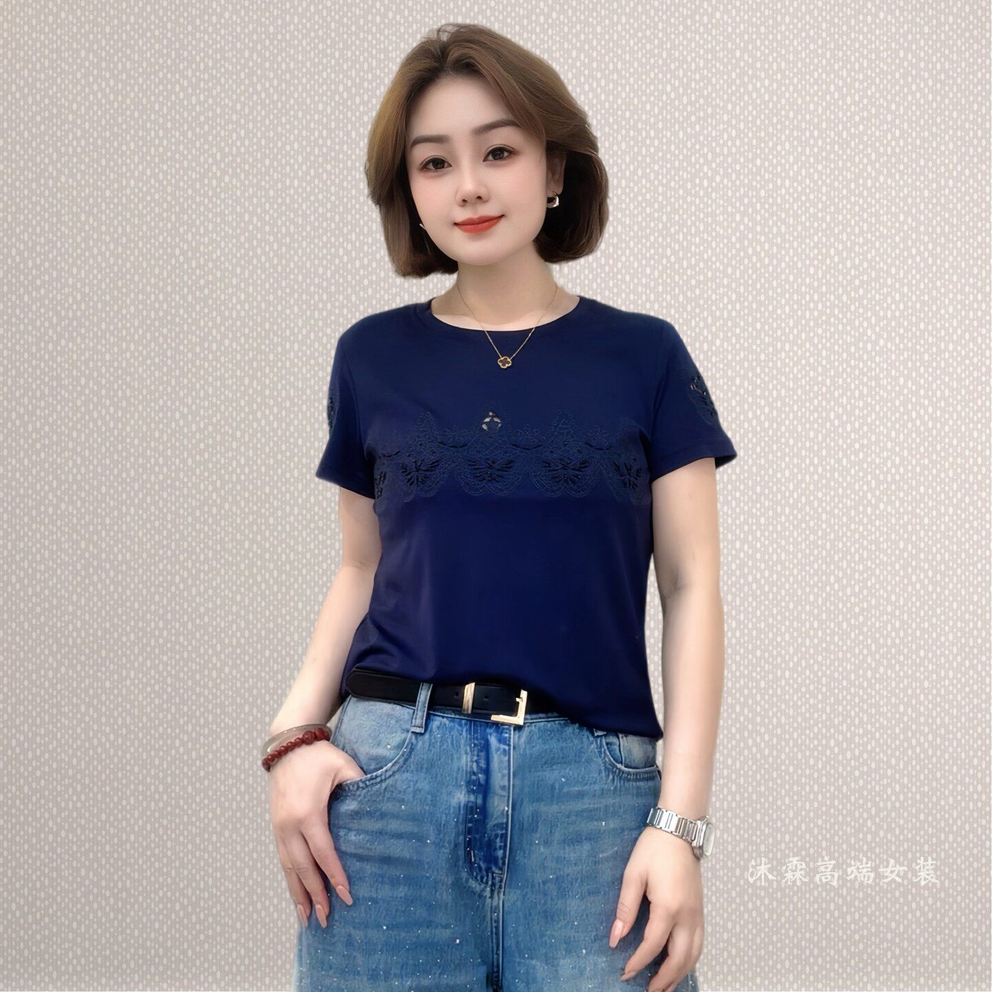 斐斐2026夏季新款宽松大码修身显瘦气质女打底衫百搭上衣T恤3319