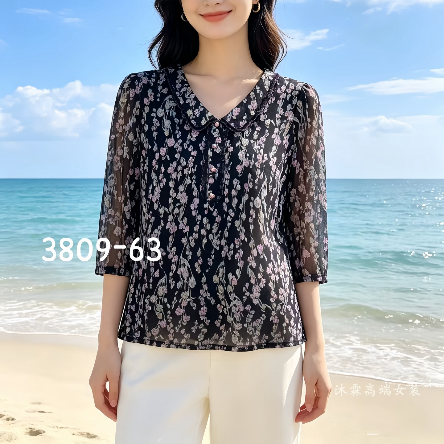 隆穈丝2026夏秋新款上衣大码显瘦宽松台湾网纱打底t恤衫凯永3809