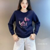 44036 显瘦宽松百搭t恤衫 雅姿赏色珊瑚花2026春秋冬新款 上衣大码