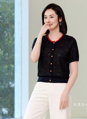 沐紫霖2026夏季新款大码显瘦宽松莱赛尔天丝针织衫女上衣t恤93175