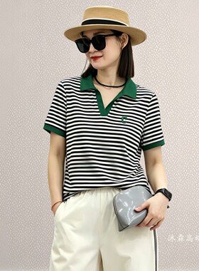 雅姿赏色珊瑚花2026夏季新款上衣大码显瘦宽松修身百搭t恤衫71049