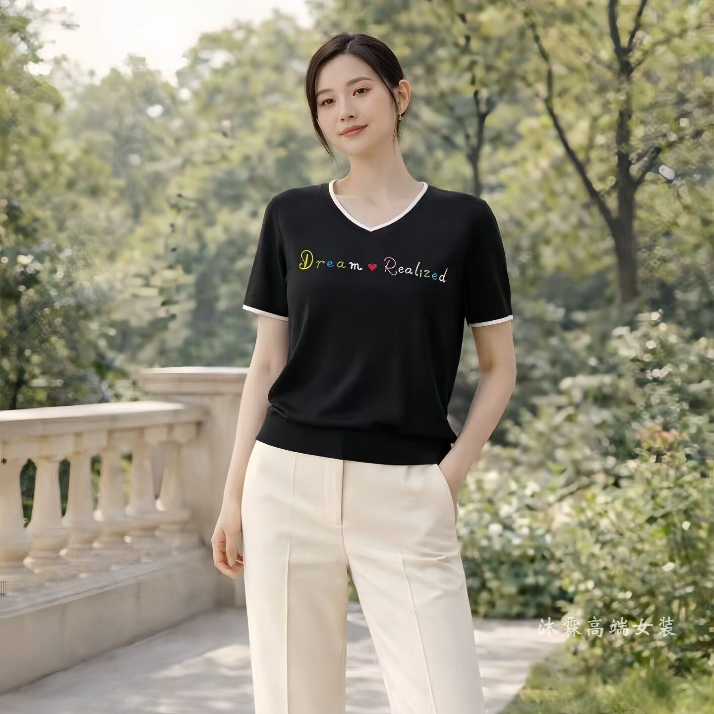 1668美季然亮2026夏季新大码显瘦莱赛尔天丝针织衫上衣t恤630240