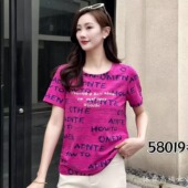 百搭t恤衫 雅姿赏色珊瑚花2025夏季 显瘦宽松修身 上衣大码 58019 新款