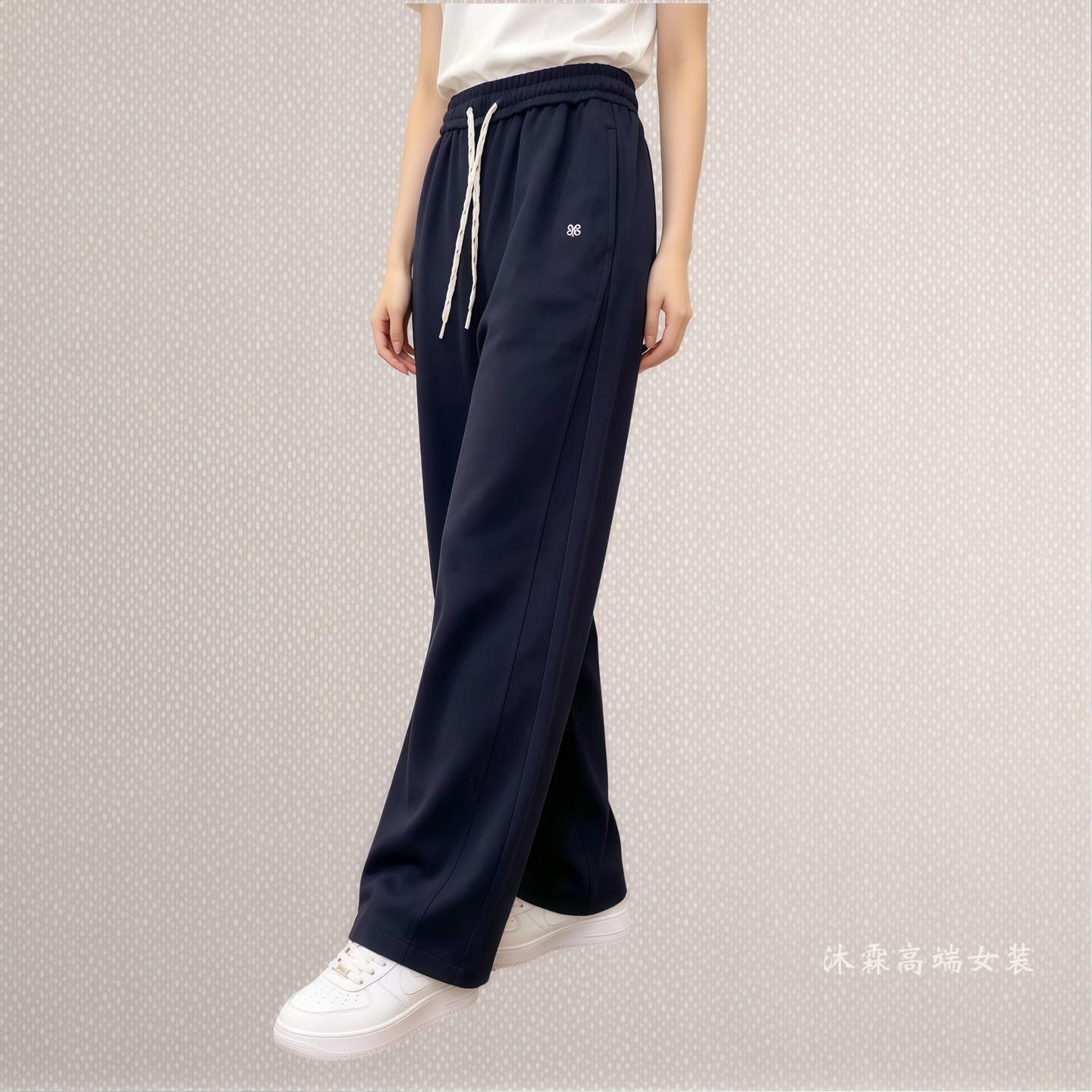 雅姿赏色珊瑚花2026秋冬宽松大码修身显瘦胖M休闲直筒女裤99013-1