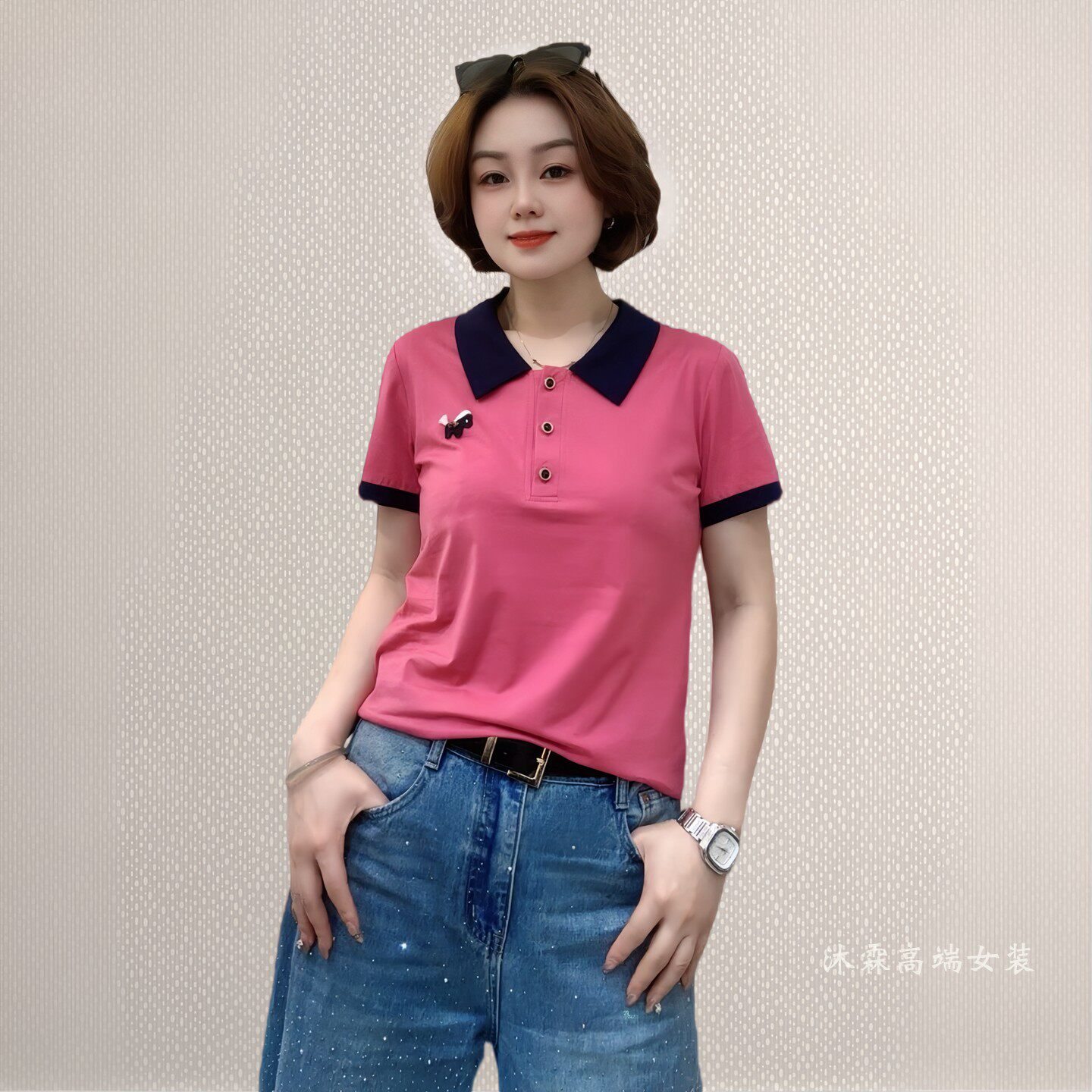 斐斐2026夏季新款宽松大码修身显瘦气质女打底衫百搭上衣T恤5211