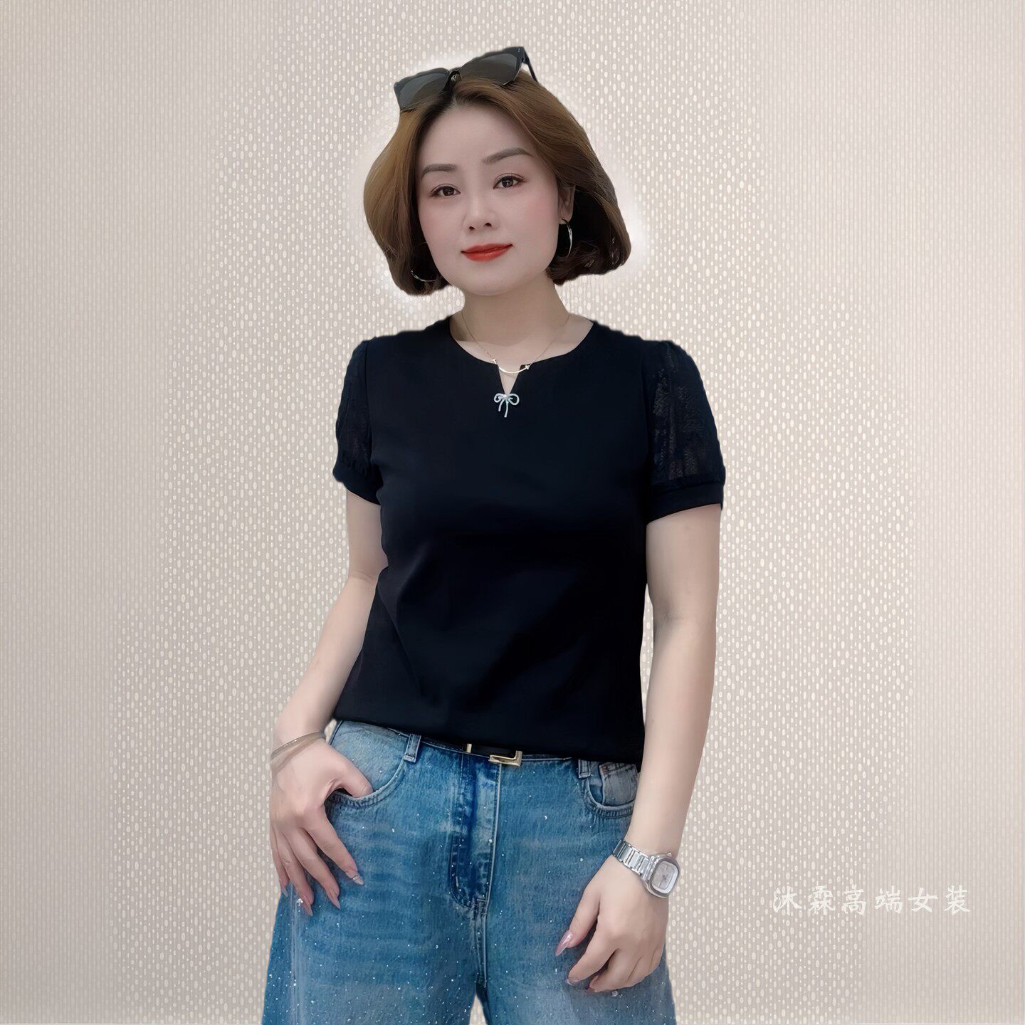 斐斐2026夏季新款宽松大码修身显瘦气质女打底衫百搭上衣T恤8802