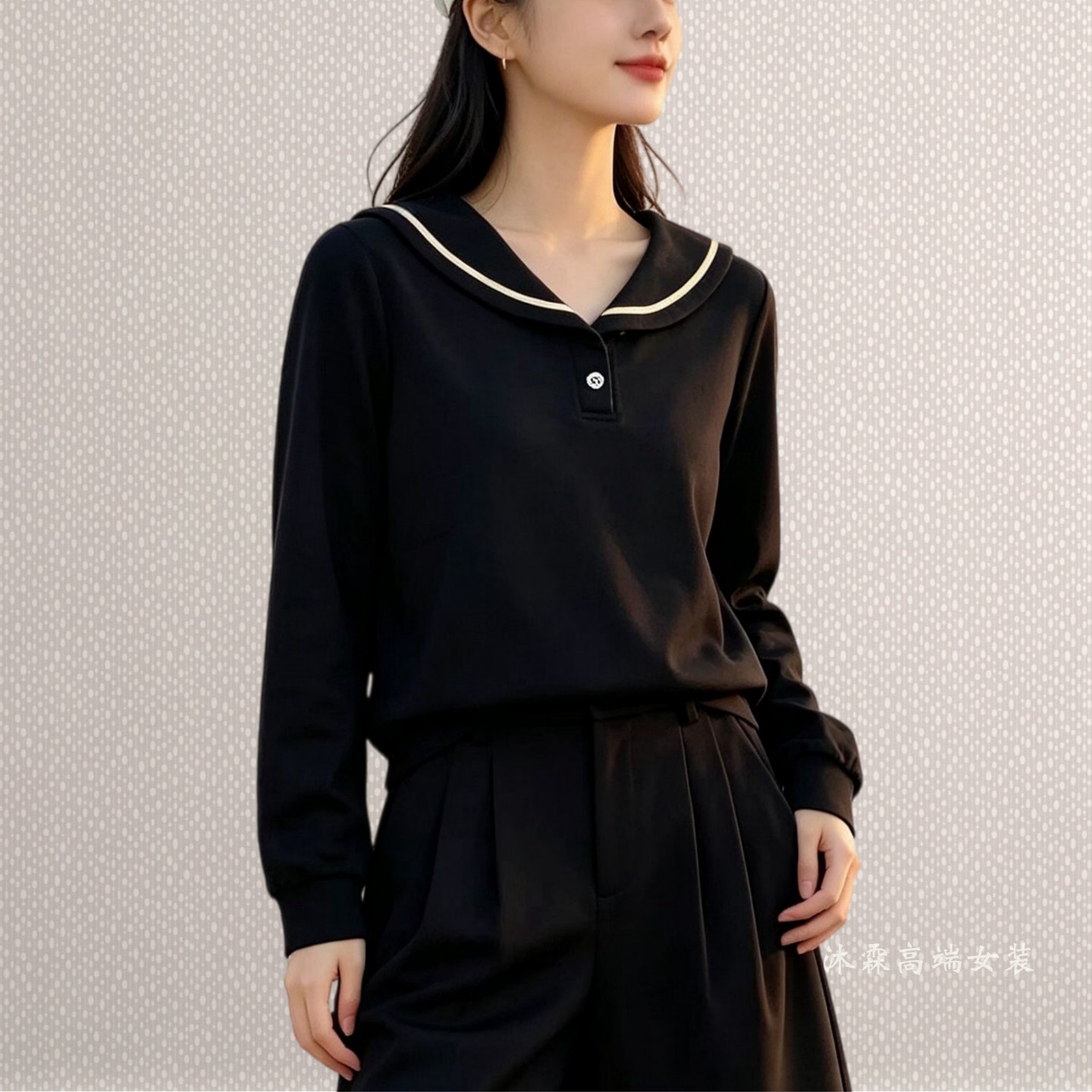 雅姿赏色珊瑚花2026秋冬新款上衣大码显瘦宽松卫衣百搭t恤衫27355