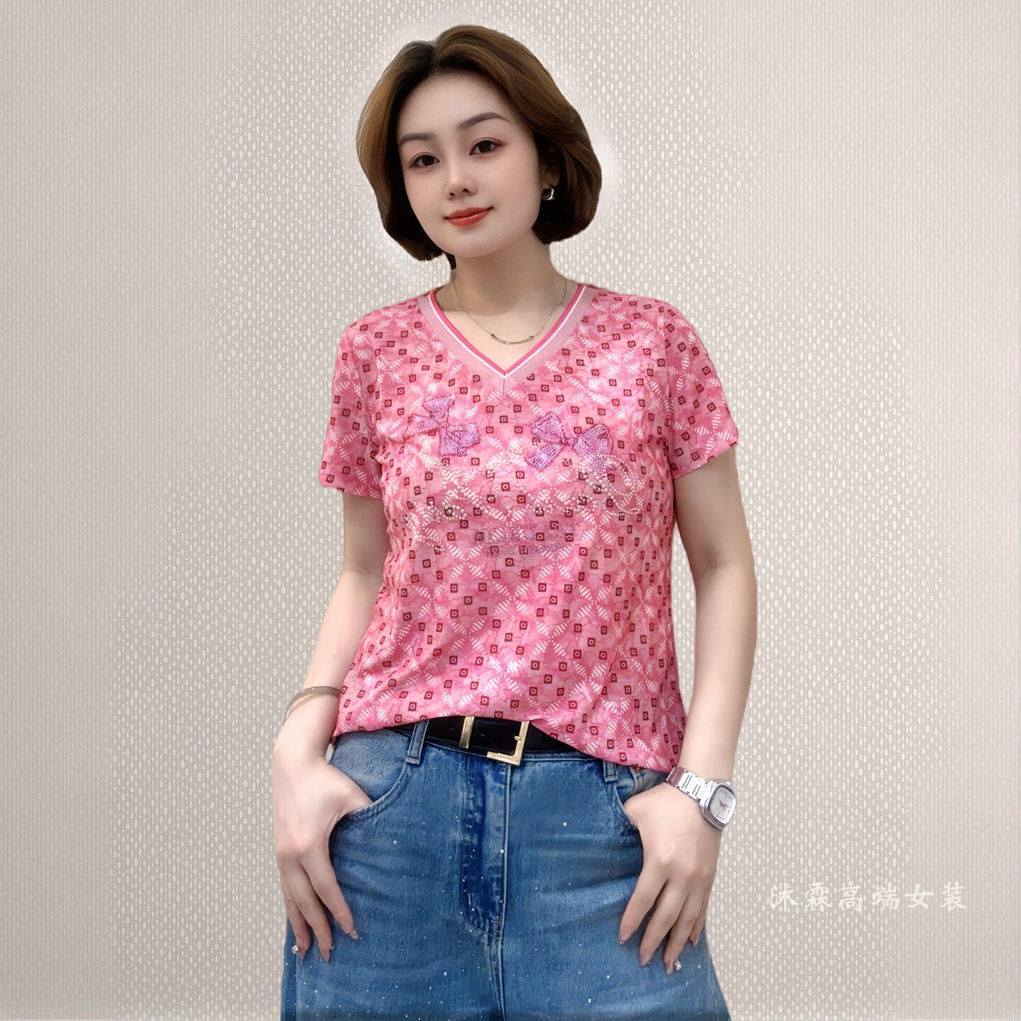 斐斐2026夏季新款宽松大码修身显瘦气质女打底衫百搭上衣T恤2804