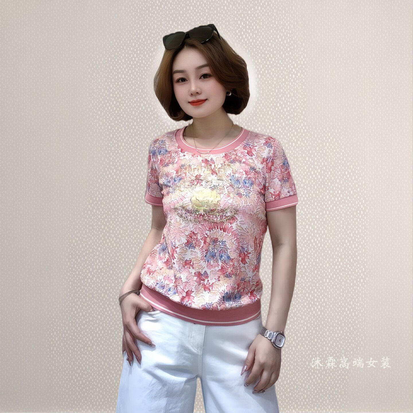 斐斐2026夏季新款宽松大码修身显瘦气质女打底衫百搭上衣T恤3706
