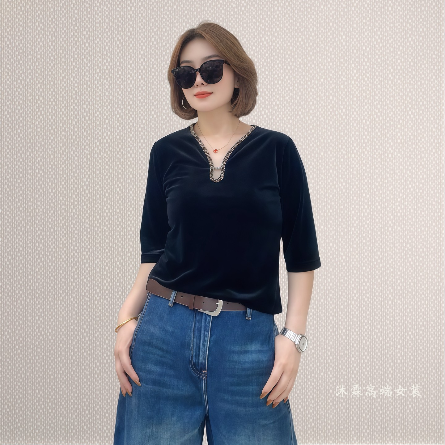 斐斐2026秋冬新款宽松大码修身显瘦气质女打底衫百搭上衣T恤9915