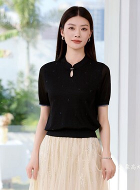 沐紫霖2026夏季新款大码显瘦宽松莱赛尔天丝针织衫上衣t恤06262S